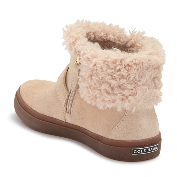 Cole Haan Nantucket Cozy Ankle Boot buckle suede shoe shearling size 7.5 - Picture 2 of 10